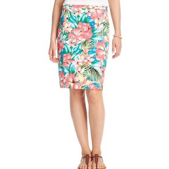 LOFT Dresses & Skirts - LOFT Tropical Flower Print Skirt Hibiscus Floral
